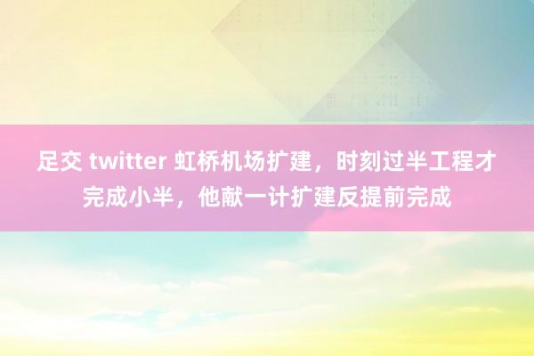 足交 twitter 虹桥机场扩建，时刻过半工程才完成小半，他献一计扩建反提前完成