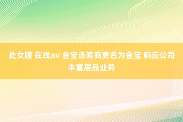 处女膜 在线av 金宝汤筹商更名为金宝 响应公司丰富居品业务