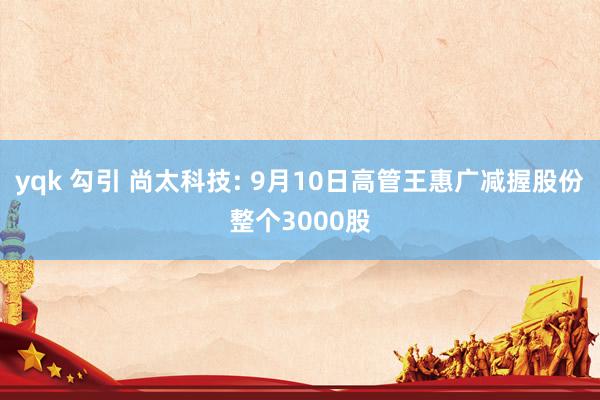 yqk 勾引 尚太科技: 9月10日高管王惠广减握股份整个3000股