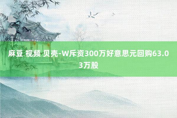 麻豆 视频 贝壳-W斥资300万好意思元回购63.03万股