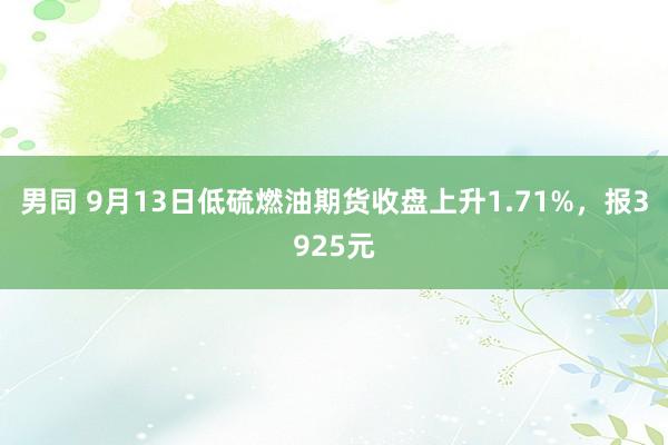 男同 9月13日低硫燃油期货收盘上升1.71%，报3925元