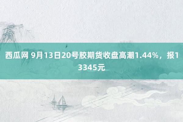 西瓜网 9月13日20号胶期货收盘高潮1.44%，报13345元