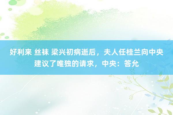 好利来 丝袜 梁兴初病逝后，夫人任桂兰向中央建议了唯独的请求，中央：答允