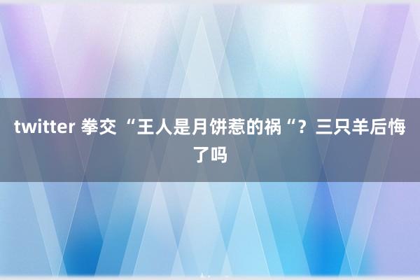 twitter 拳交 “王人是月饼惹的祸“？三只羊后悔了吗