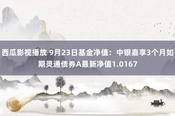 西瓜影视播放 9月23日基金净值：中银嘉享3个月如期灵通债券A最新净值1.0167