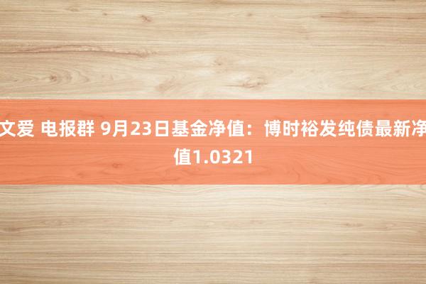 文爱 电报群 9月23日基金净值：博时裕发纯债最新净值1.0321