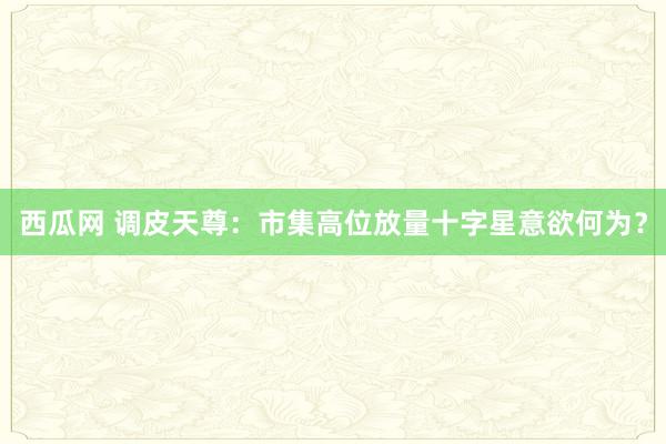 西瓜网 调皮天尊：市集高位放量十字星意欲何为？