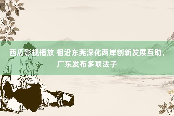 西瓜影视播放 相沿东莞深化两岸创新发展互助，广东发布多项法子