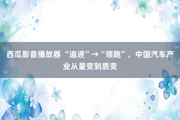 西瓜影音播放器 “追逐”→“领跑”，中国汽车产业从量变到质变