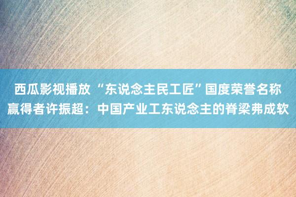 西瓜影视播放 “东说念主民工匠”国度荣誉名称赢得者许振超：中国产业工东说念主的脊梁弗成软