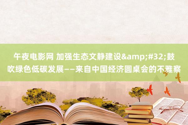 午夜电影网 加强生态文静建设&#32;鼓吹绿色低碳发展——来自中国经济圆桌会的不雅察