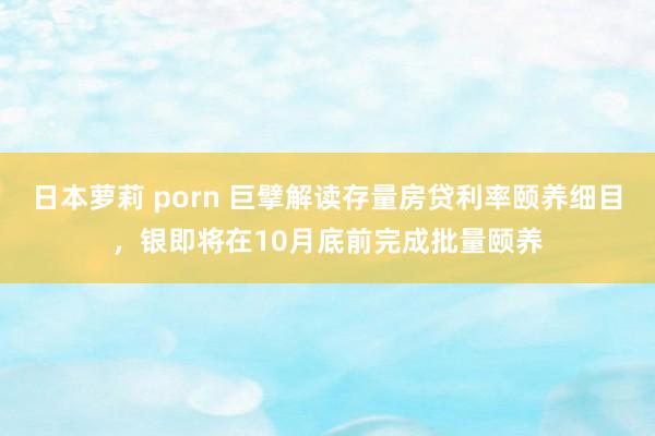 日本萝莉 porn 巨擘解读存量房贷利率颐养细目，银即将在10月底前完成批量颐养