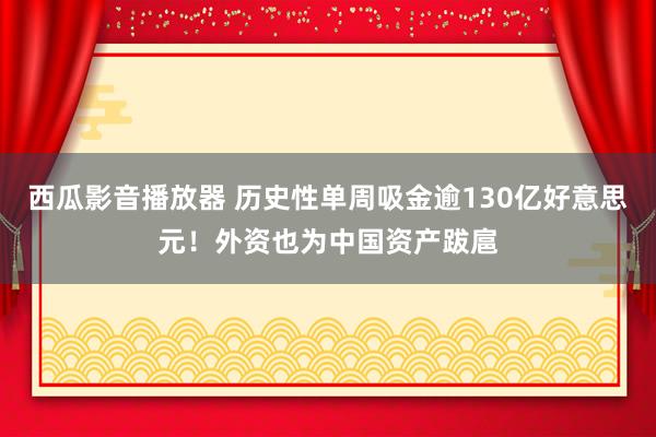 西瓜影音播放器 历史性单周吸金逾130亿好意思元！外资也为中国资产跋扈