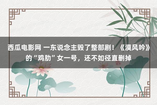 西瓜电影网 一东说念主毁了整部剧！《漠风吟》的“鸡肋”女一号，还不如径直删掉