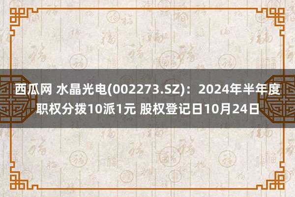 西瓜网 水晶光电(002273.SZ)：2024年半年度职权分拨10派1元 股权登记日10月24日