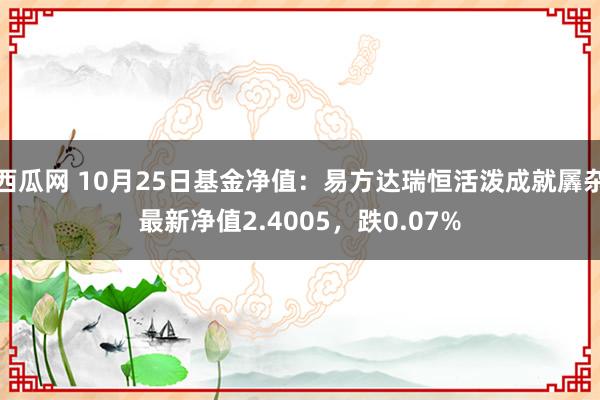 西瓜网 10月25日基金净值：易方达瑞恒活泼成就羼杂最新净值2.4005，跌0.07%