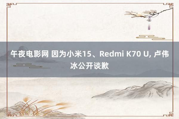 午夜电影网 因为小米15、Redmi K70 U， 卢伟冰公开谈歉