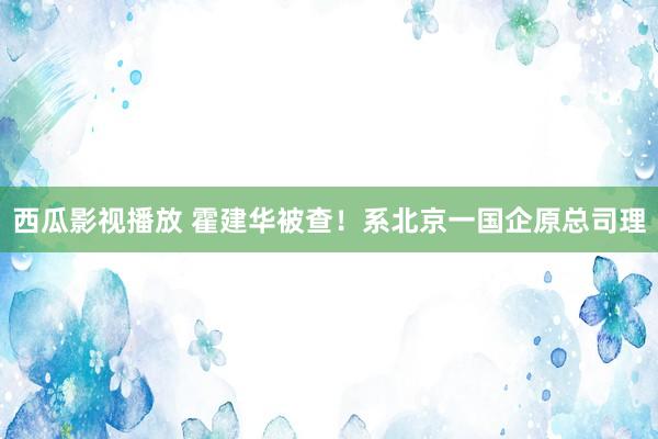 西瓜影视播放 霍建华被查！系北京一国企原总司理