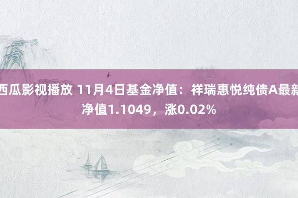 西瓜影视播放 11月4日基金净值：祥瑞惠悦纯债A最新净值1.1049，涨0.02%