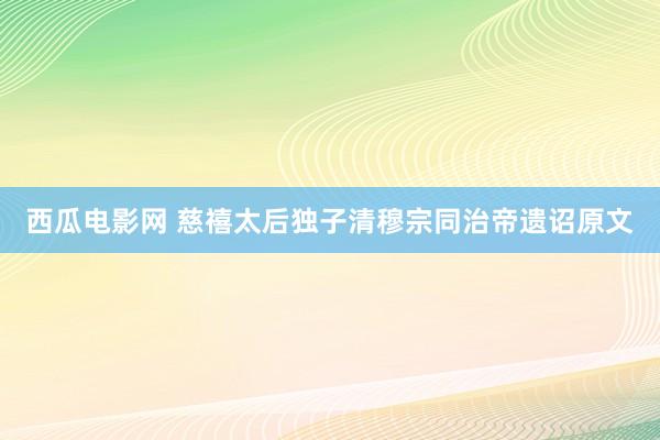 西瓜电影网 慈禧太后独子清穆宗同治帝遗诏原文